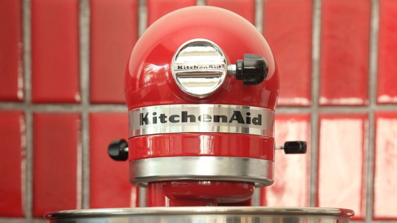 Close up of KitchenAid stand mixer