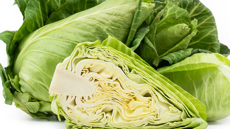 conehead cabbage halved and whole