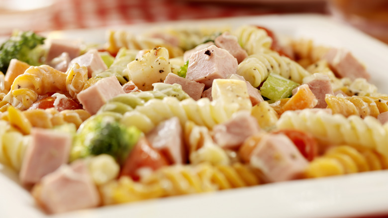 Pasta with Spam cubes
