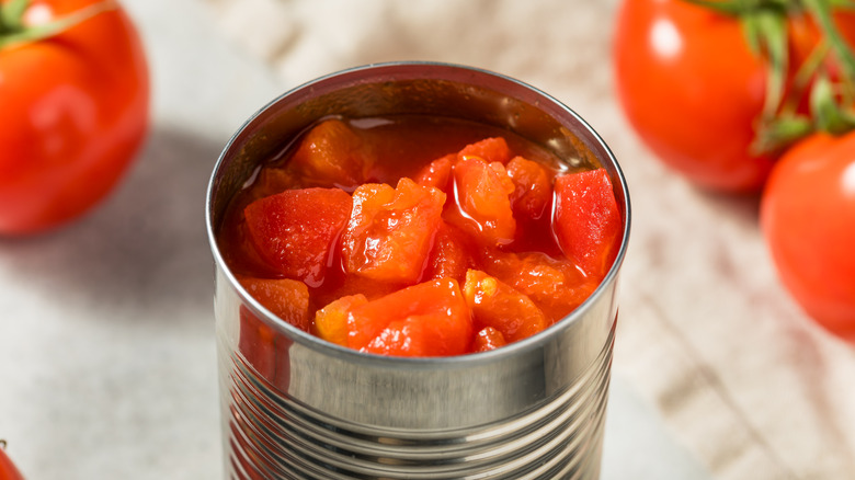 Tin can of crushed tomatoes