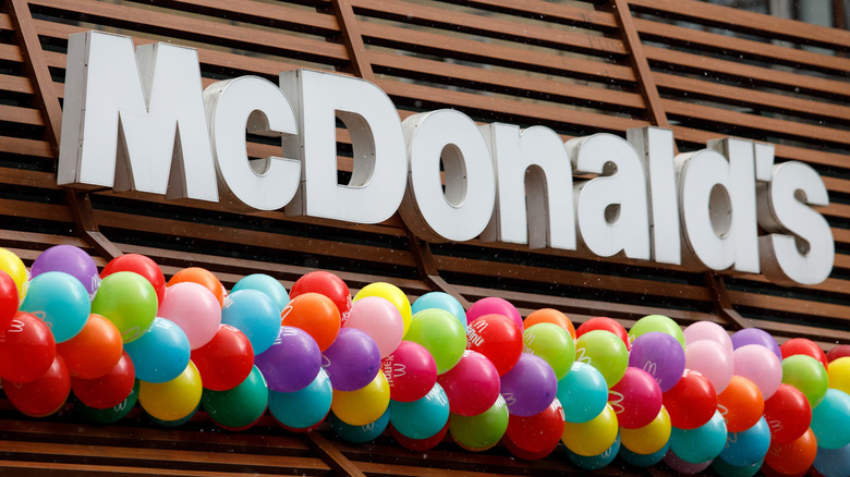 McDonald's sign with balloons