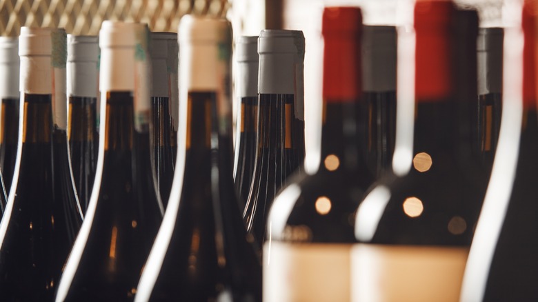 Rows of wine bottles on a shelf