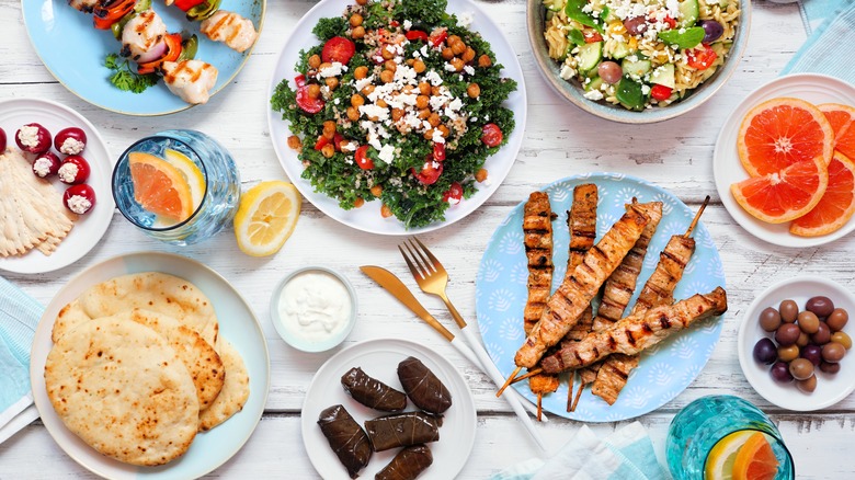 Greek food spread