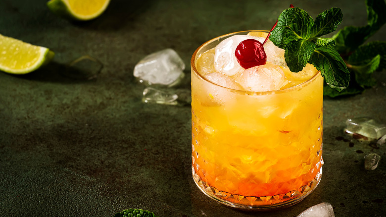 Mai Tai cocktail with garnishes