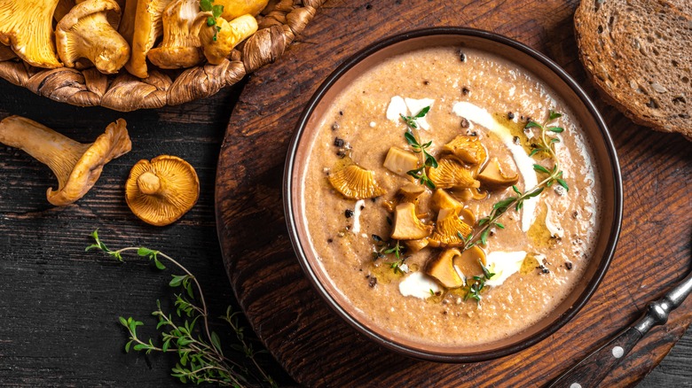 A bowl of mushroom soup