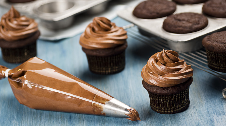 Piping bag with frosting