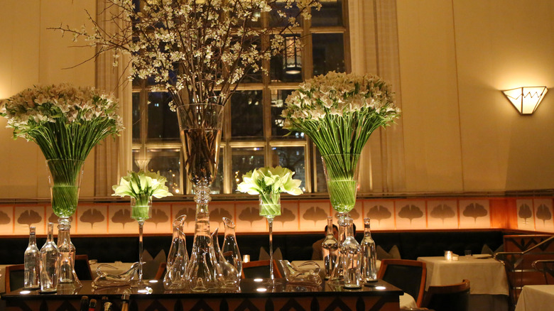 Interior decor and tables of Eleven Madison Park in NYC.