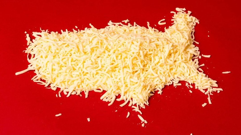 Shredded mozzarella in shape of USA