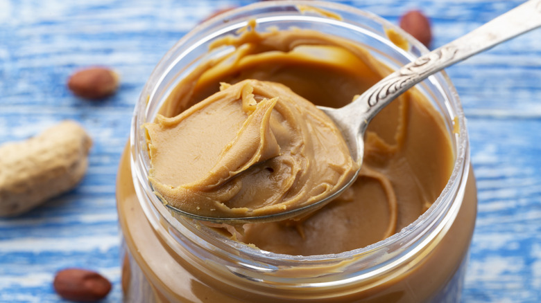 peanut butter on spoon