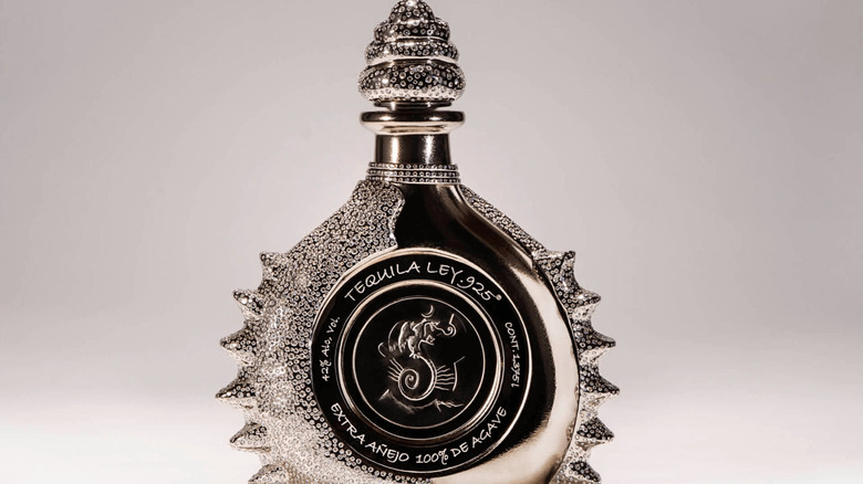 Ley .925 tequila in a diamond-encrusted, white gold, and platinum bottle