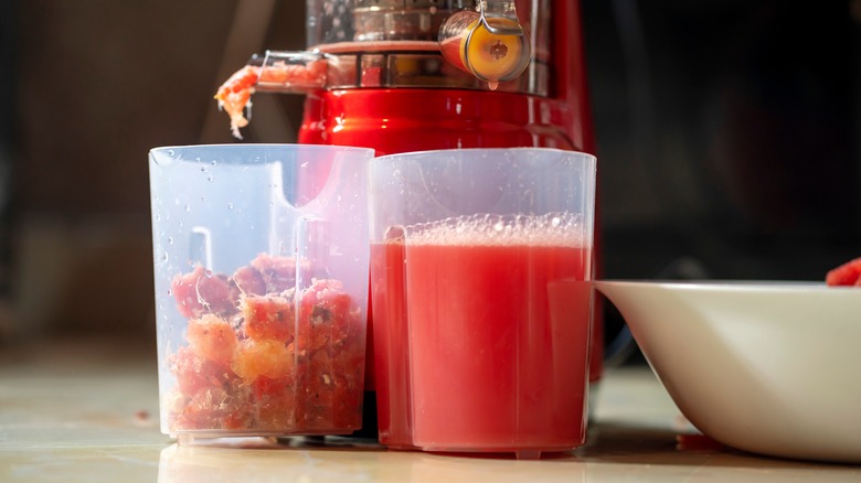 watermelon in a juicer