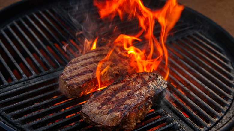 Grilling steak