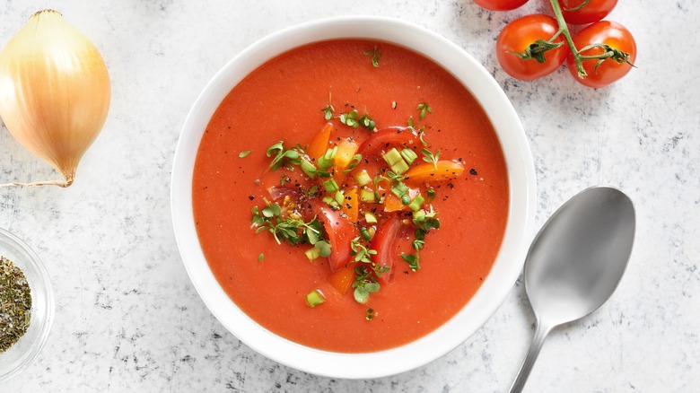 Tomato soup with added veggies.