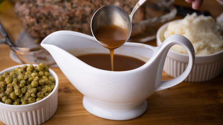 Gravy boat of espagnole sauce