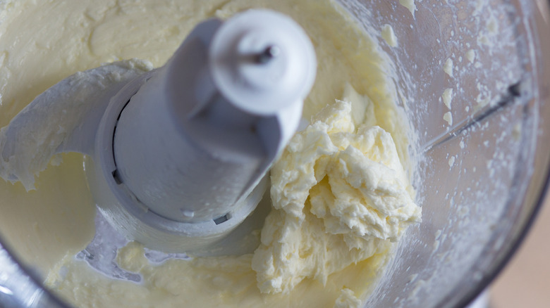 Butter and buttermilk in a food processor