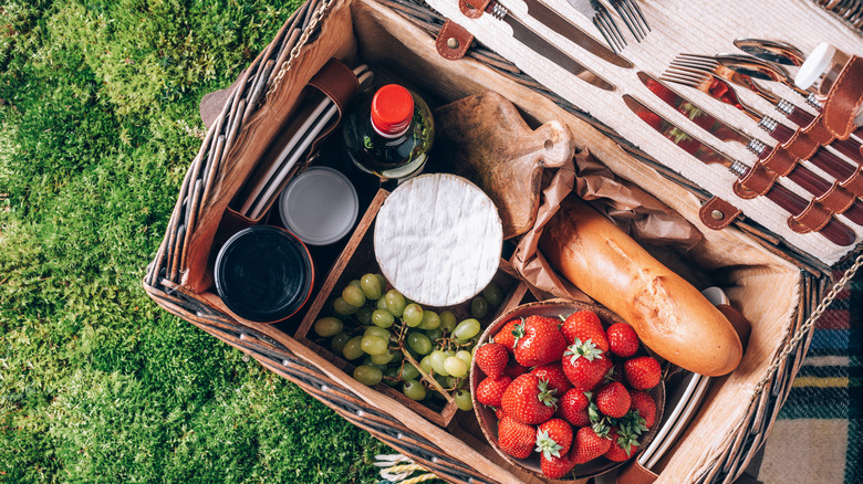 Packed picnic basket