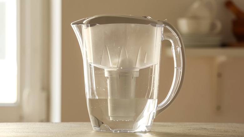 pitcher of tap water