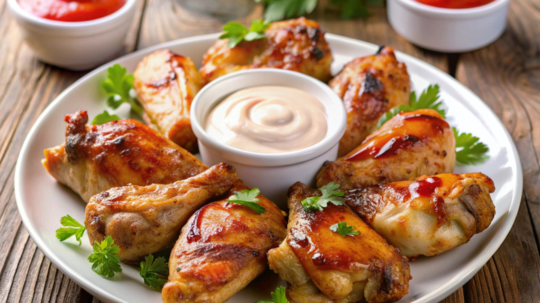 chicken wings and mayonnaise dip