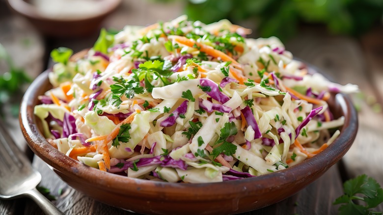 Bowl of fresh coleslaw