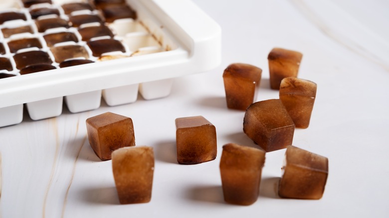 coffee ice cubes and tray