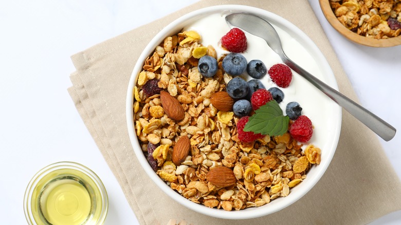 Bowl of granola and yogurt