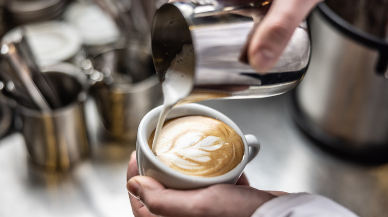 Pouring a latte