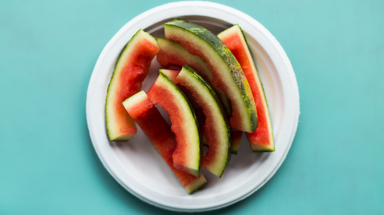 Watermelon rinds on a plate