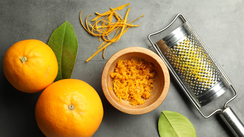 Orange grater with orange zest